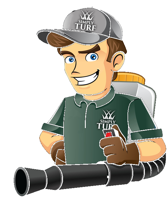 Simply Turf technician mascot